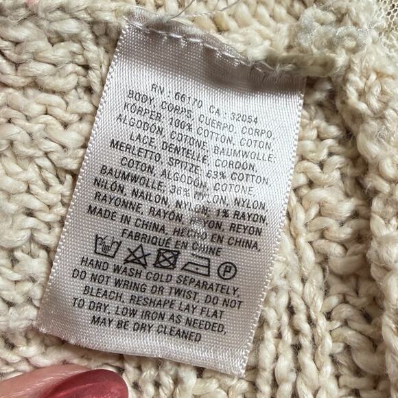 ANTHROPOLOGIE KNIT & LACE SWEATER VEST BOHO COTTAGE CORE KNITTED & KNOTTED XS S - Picture 6 of 7